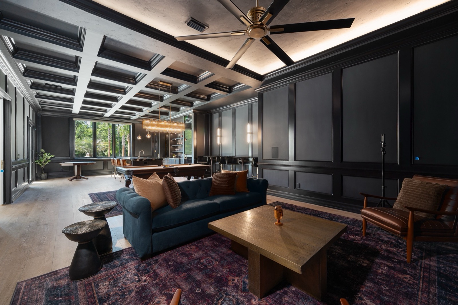 Motorized roller shades, shown raised