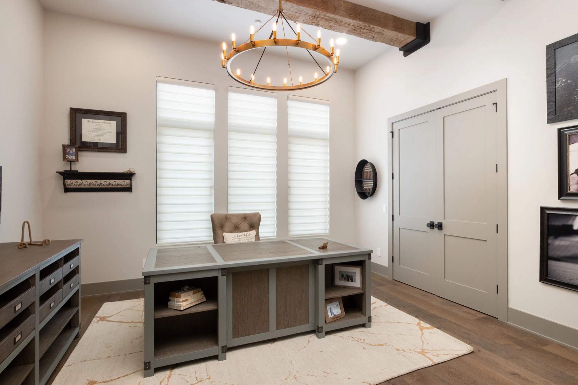 Roman shades in a residential office installation